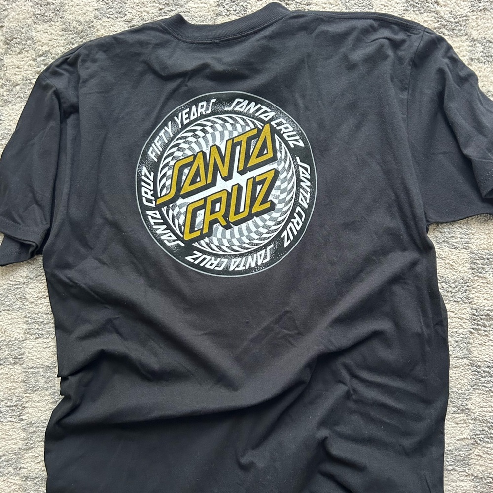 Santa Cruz Skateboards Black Tee with Gold Logo